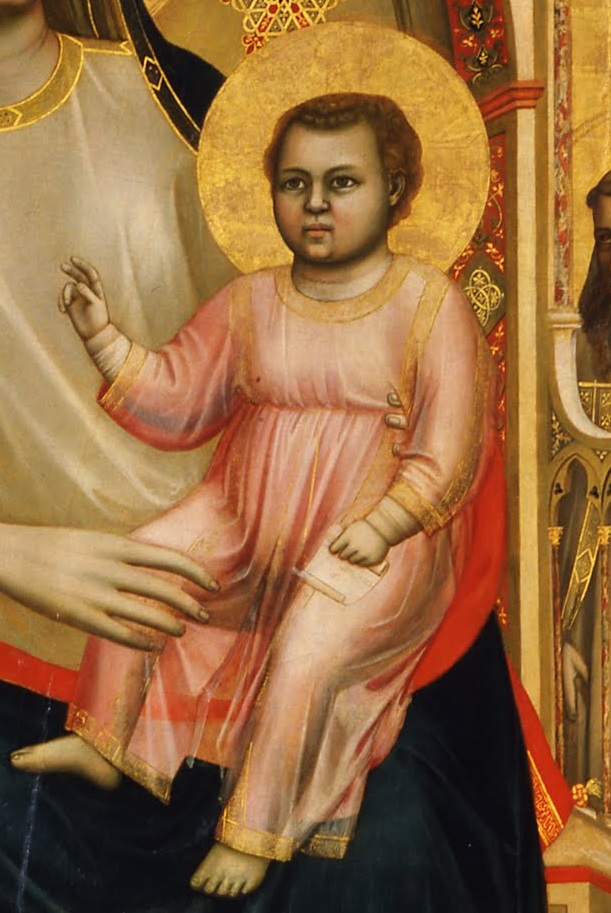 Particolare Gesù Bambino Madonna Ognissanti Giotto